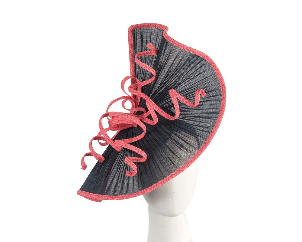 Large navy & coral jinsin racing fascinator by Fillies Collection